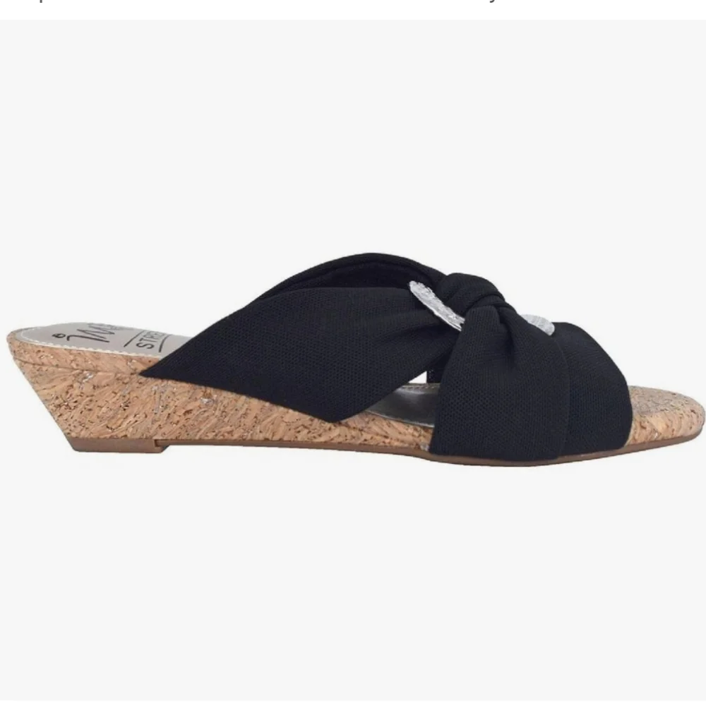 Impo Rexine Power Mesh Sandal Memory Foam Black Cork Wedge Sandals Nwt 8
